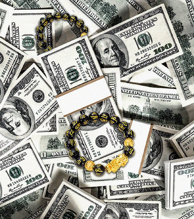 Winning the Lottery Wealthy Lucky FengShui Pi Xiu Obsidian Bracelet