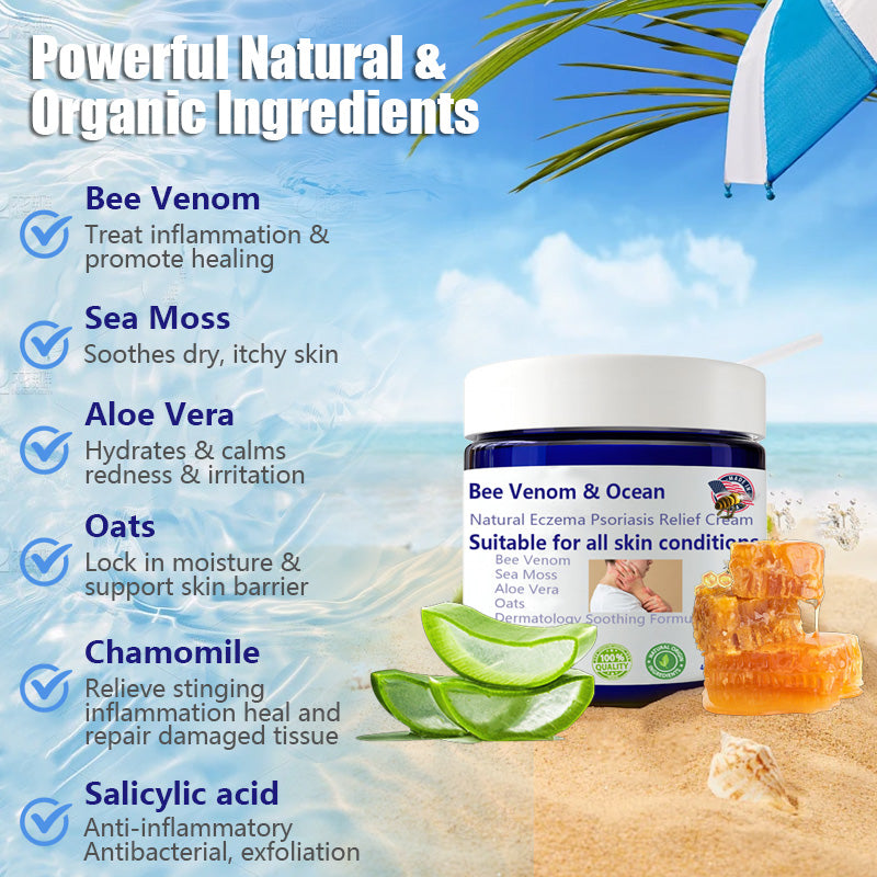 🌞Bee Venom & Ocean Natural Eczema Psoriasis Relief Cream (For all skin conditions)